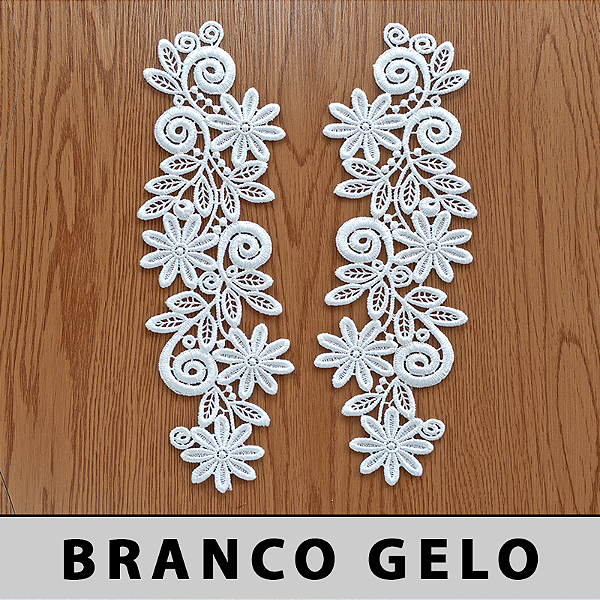 6 Pares da Aplicação Guipir Branco Gelo MH-1217 (9,0cm - 25,0cm)