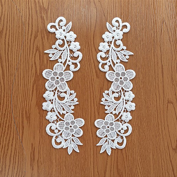 6 Pares da Aplicação Guipir Branco MH-1222 (8,5cm - 27,0cm)