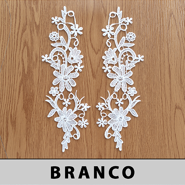 6 Pares da Aplicação Guipir Branca CH-4792 (8,0cm - 26,0cm)