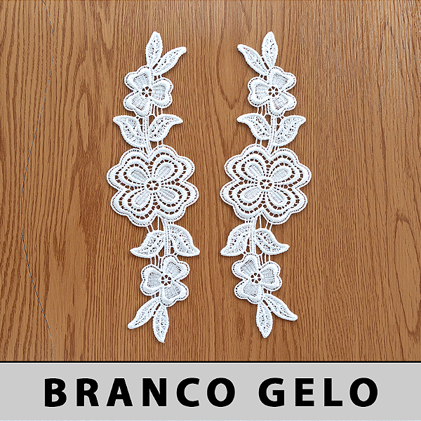 6 Pares da Aplicação Guipir Branco Gelo MH-1700 (8,0cm - 26,5cm)