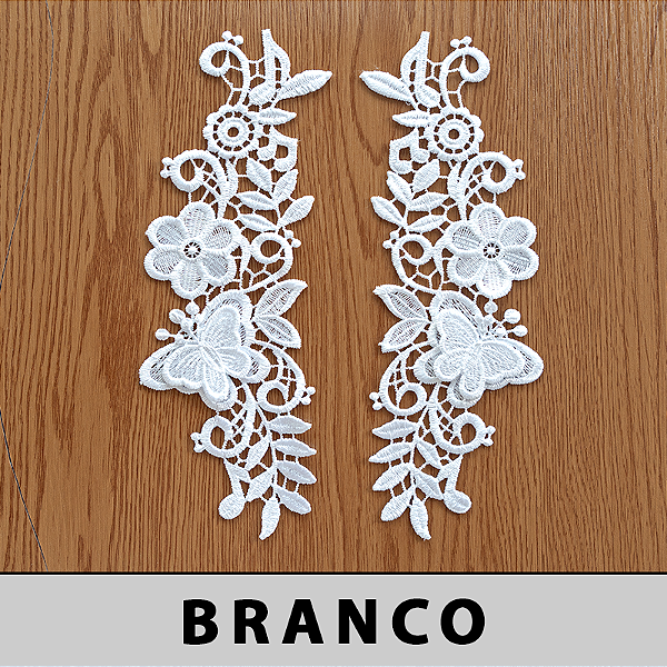 6 Pares da Aplicação Guipir Branca CH-4860 (9,0cm - 24,0cm)