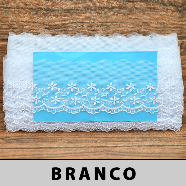 Tule Bordado Branco CH-4751 (7,5cm - 13,70m)