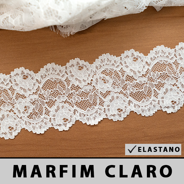 Renda Elastano Marfim Claro CH-1134 (6,5cm - 10,0m)