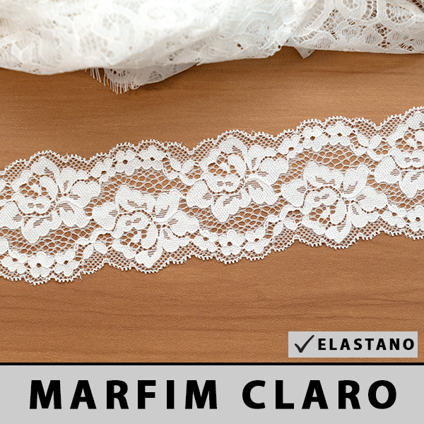 Renda Elastano Marfim Claro CH-43252 (6,0cm - 10,0m)