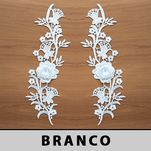 3 Pares da Aplicação Guipir Branco 3D CH-4794 (11,0cm - 31,0cm)