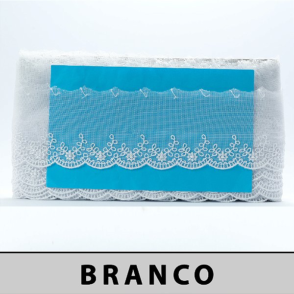 Tule Bordado Branco LA-94248 (8,0cm - 13,7m)