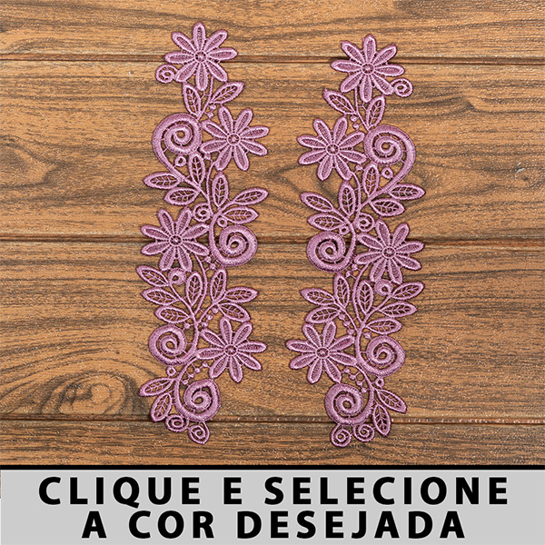3 Pares Aplicação Guipir Colorida MH-1217/C (8,5cm - 26,0cm)