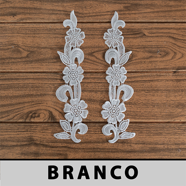 Aplicação Guipir Branca CH-2541 (7,5cm - 30,5cm)(6 pares)