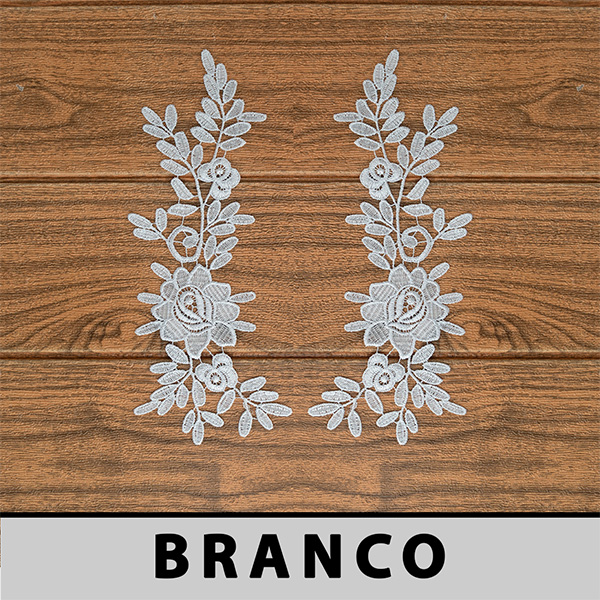 Aplicação Guipir Branca CH-2493 (10,0cm - 26,0cm)(6 pares)