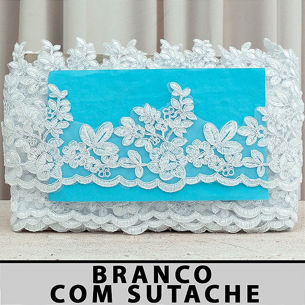 Tule Bordado Branca CH-2015 (9,5cm - 9,14m)