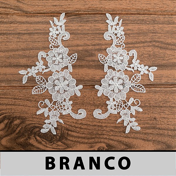 6 Pares Aplicação Guipir Branca CH-3040 (9,5cm - 19,0cm)