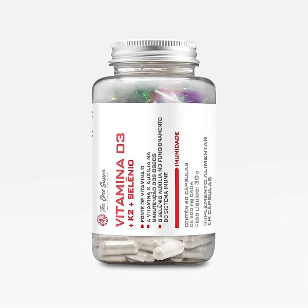 Vitamina D3 2000ui + K2 (MK7) 100mcg + Selênio 167mcg - 60 Veg Caps - The One Supps Imunidade