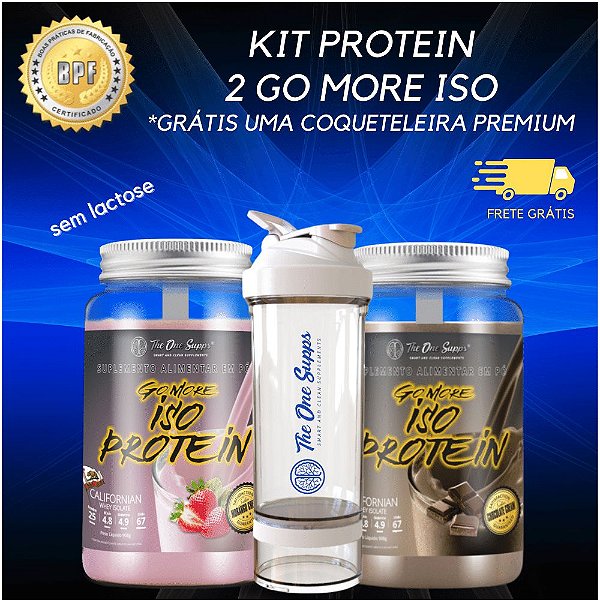 Kit COMBO 2 GoMore IsoProtein 908g (Whey Isolada) + Coqueteleira 700ml Premium Grátis