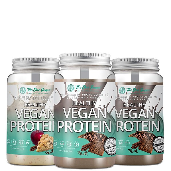 KIT COM 3 Healthy Vegan Protein 454g Sabores