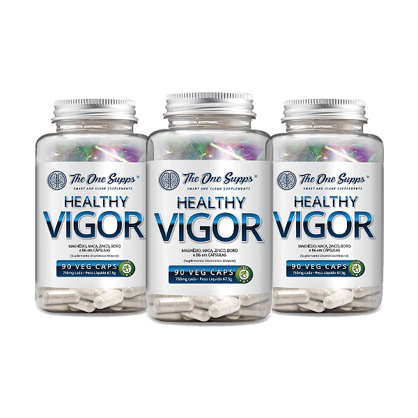 KIT com 3 Healthy Vigor® 90 Vegan Caps - Testo Booster