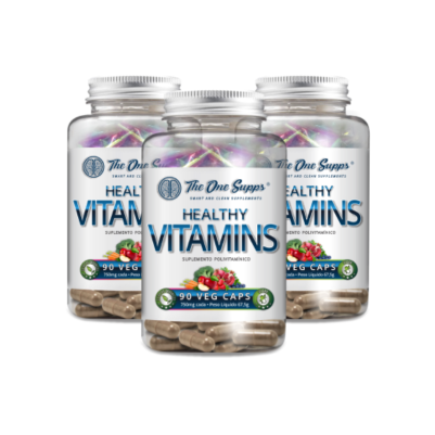 3 x Healthy Vitamins® 90 Veg Caps - 60% Vitaminas Naturais