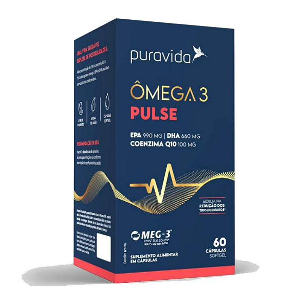 Omega 3 Pulse - com Coenzima Q10 - 60 Cápsulas - Puravida