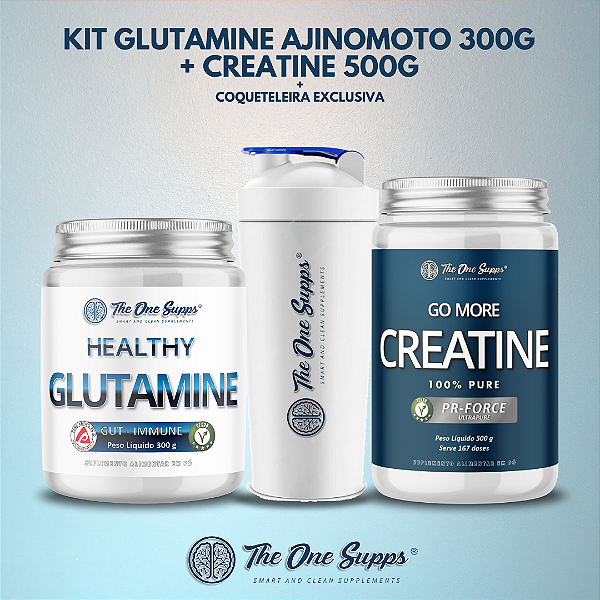 KIT Glutamine Ajinomoto 300g + Creatine 500g + Coqueteleira exclusiva