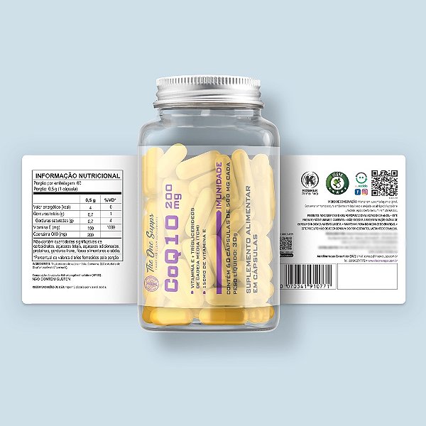 Imunidade Coenzima Q10 + Vitamina E Kosher 60 Veg Caps - The One Supps