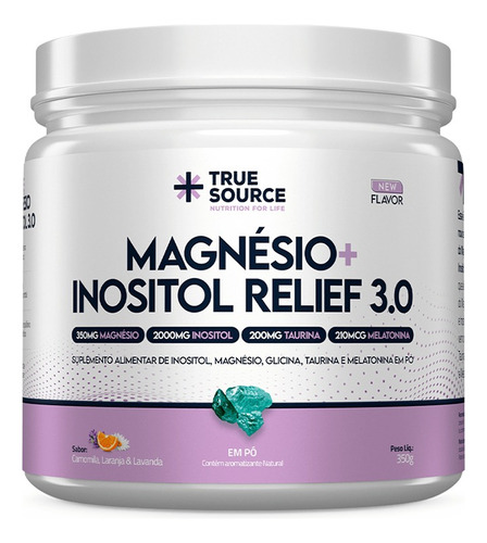 Magnésio Inositol Relief 3.0 Camomila, Laranja e Lavanda 350g - True Source