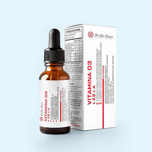 Vitamina D3 2000ui + Vitamina A 600mcg + Vitamina K2 120mcg - 30ml - Sabor Tangerina - The One Supps Imunidade