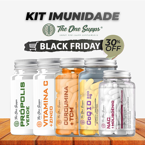 Kit Imunidade - Nac + Coq10 + Curcumina + Vitamina C + Própolis