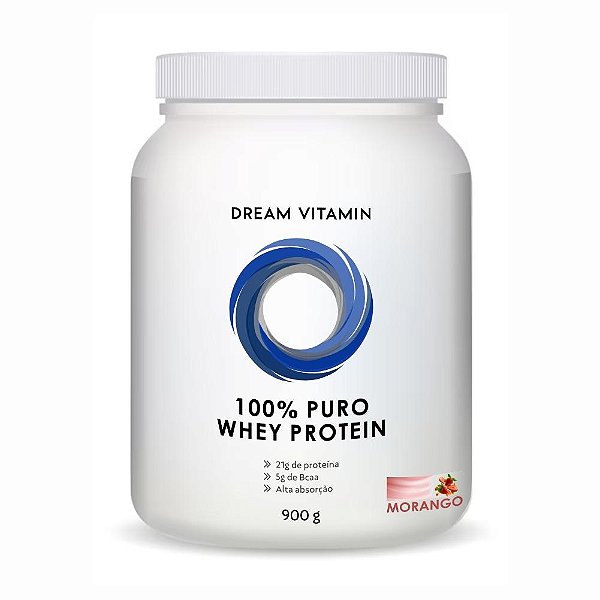 100% Whey Protein 900g Morango - Dream Vitamin