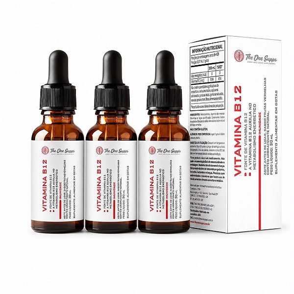 KIT Imunidade Vitamina B12 em gotas sabor Frutas Vermelhas com 3 unids - 30 ml cada