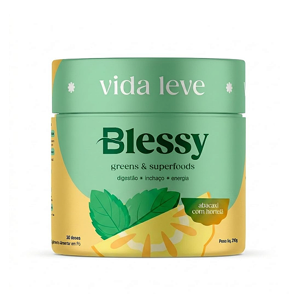 Suco Detox Blessy Greens Abacaxi com Hortelã em pó 210g