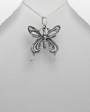 pingente de prata borboleta escurecida