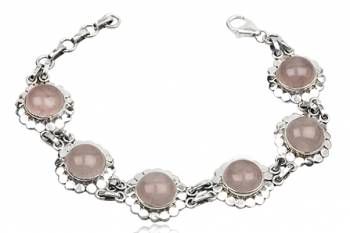 pulseira de prata e quartzo rosa