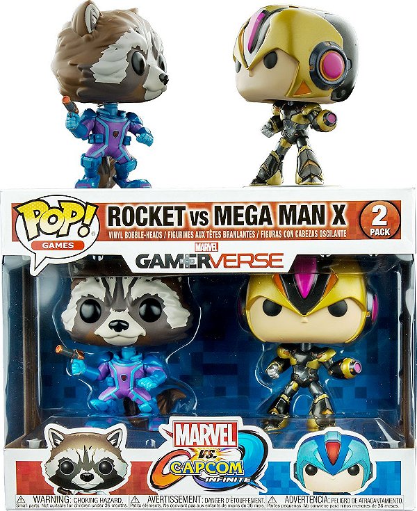 Funko Pop Marvel vs Capcom Rocket vs Mega Man X Pack Exclusivo