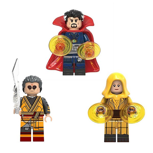 Kit 3 Bonecos Doutor Estranho Anciã Kaecilius Blocos de Montar