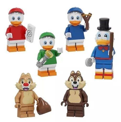 Kit 6 Bonecos Ducktales Tio Patinhas Bloco de Montar