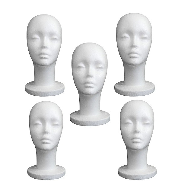 Cabeça de Isopor Feminino para Treino 5 Unidades