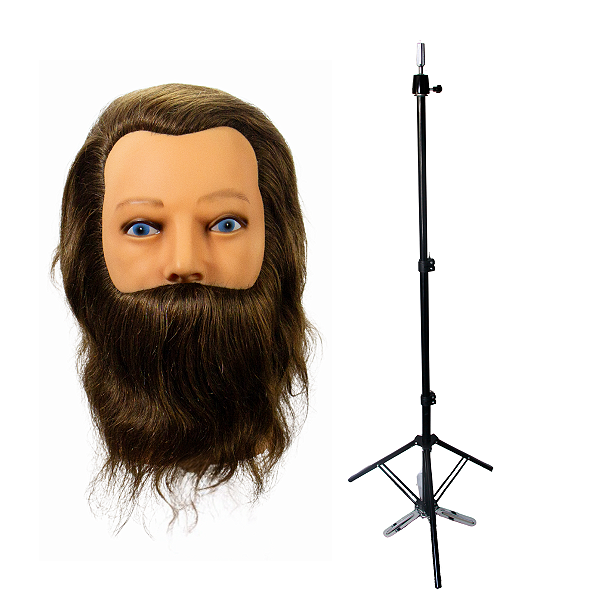 Manequim Com Barba Para Treino + Tripé de Ferro Sem Bandeja