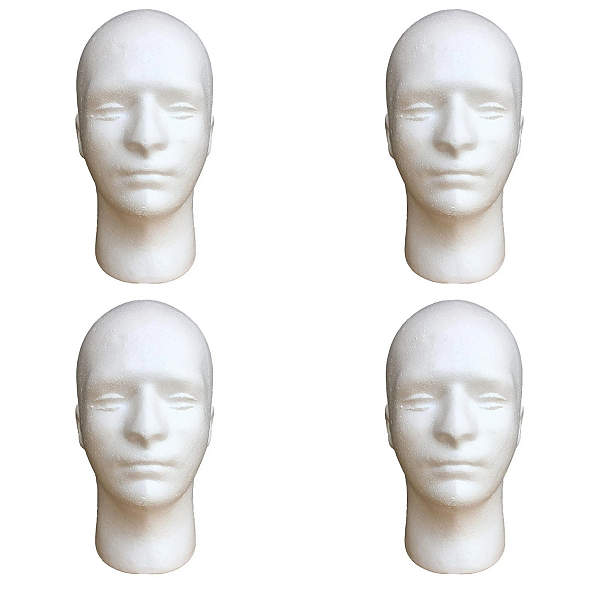 Cabeça de Isopor Masculino para Treino 4 Unidades