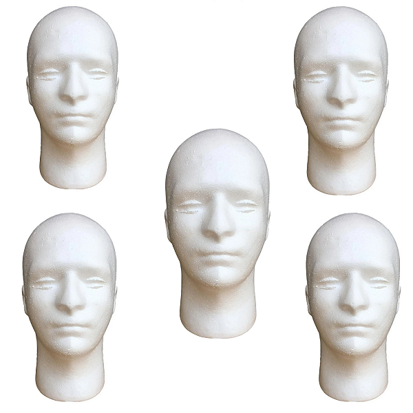 Cabeça de Isopor Masculino para Treino 5 Unidades