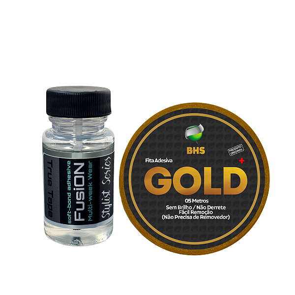 Cola Fusion Bond 40ml + Fita Adesiva Gold 5 metros x 2,5cm Para Prótese Capilar