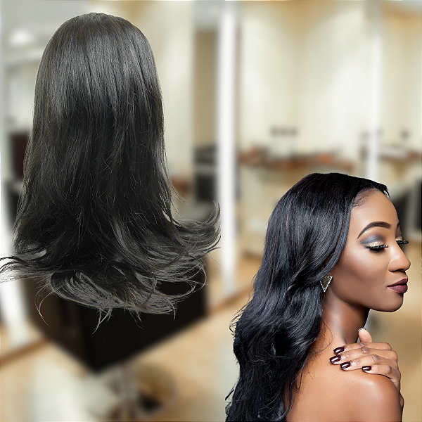 Aplique Cabeça Inteira Frontal em Lace Liso - Cor Natural 40cm