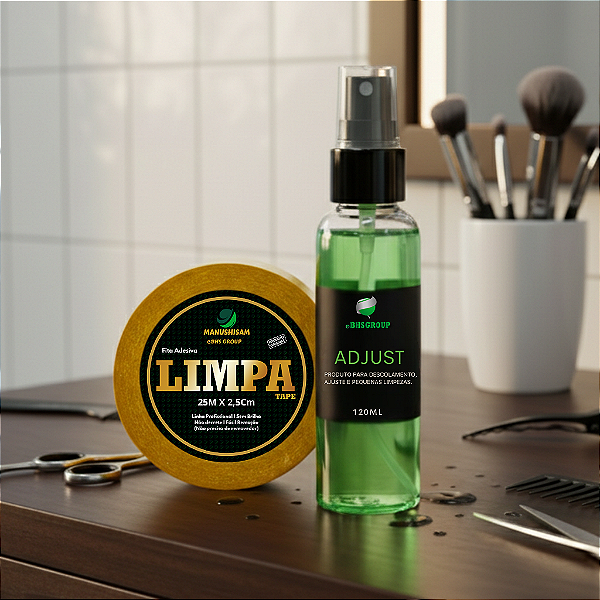 Kt Limpa Fácil- Fita Limpa Tape 1POL X 25 MTS + Removedor Adjust 120ml