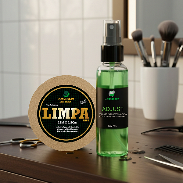 Kt Limpa Fácil- Fita Limpa Tape 1POL X 25 MTS + Removedor Adjust 120ml