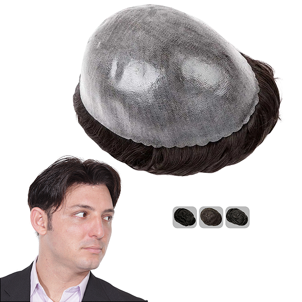 Prótese Capilar Masculina Micropele Com Nós 20x25cm 120% Densidade