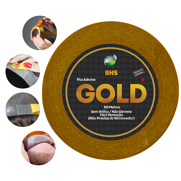 Fita Adesiva Gold + 50 metros x 2,5 cm Para Prótese Capilar Original l Não Derrete