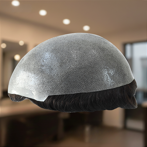 Prótese Capilar Base Em Micropele 20x25 Fios Humanos Castanho Escuro Intenso 120% Densidade