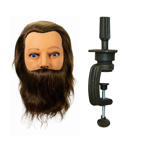 Manequim Com Barba Para Treino + Suporte Preto De Mesa