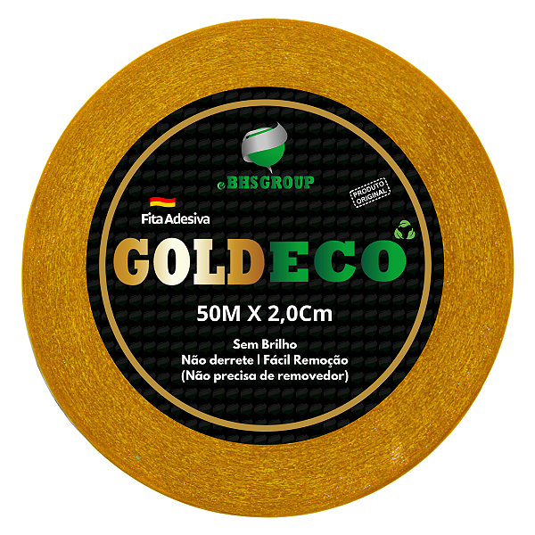 Fita Adesiva Dupla Face Em Gel BHS P/ Próteses Capilares E Perucas Gold Eco 50m x 2.0cm Não Derrete