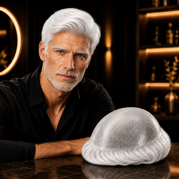 Prótese Capilar Skin Com Nós Base Micropele Branco 20x25cm Cabelo Humano