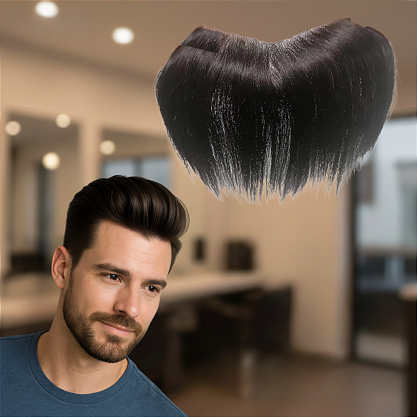 Franja Base Silicone 4cm x 18cm Cabelo Humano Cor Castanho Escuro