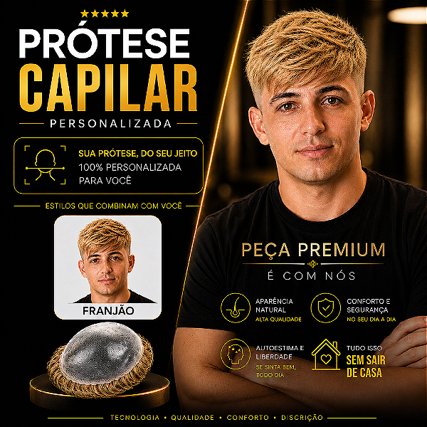 Prótese Capilar Pronta Micropele Corte Caesar Texturizado Loiros + Kit de Manutenção Grátis